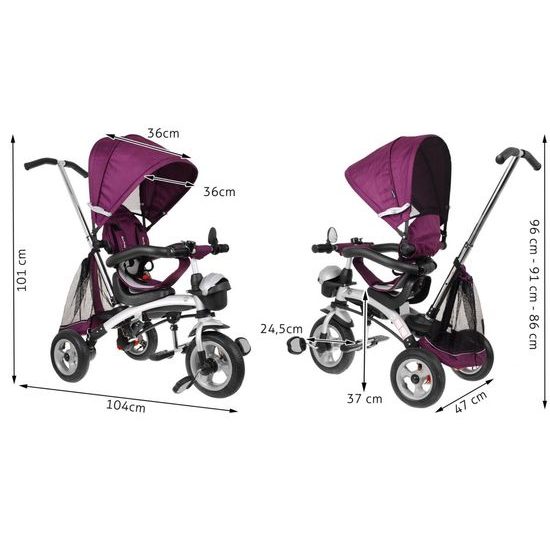 Majlo Toys dětská tříkolka 3v1 Sportrike AIR s nafukovacími koly růžová