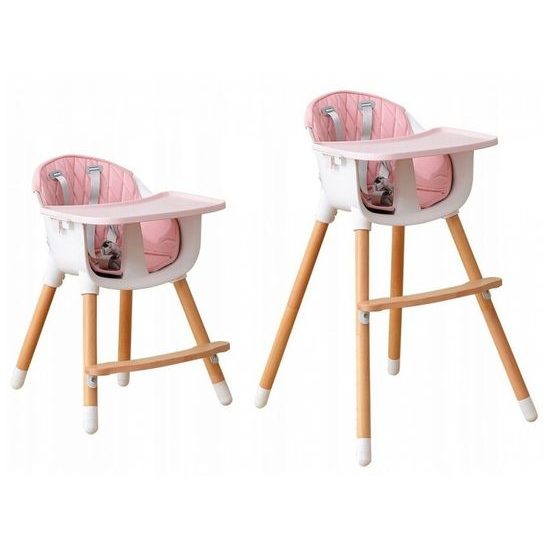 Ecotoys dřevěná jídelní židlička 2v1 růžová