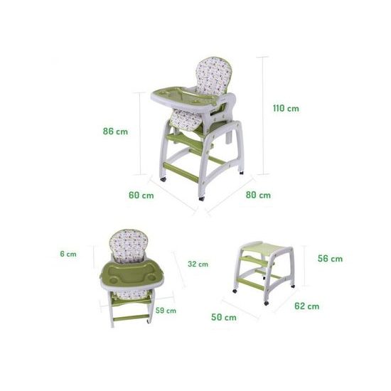 Ecotoys jídelní židlička 3v1 zelená