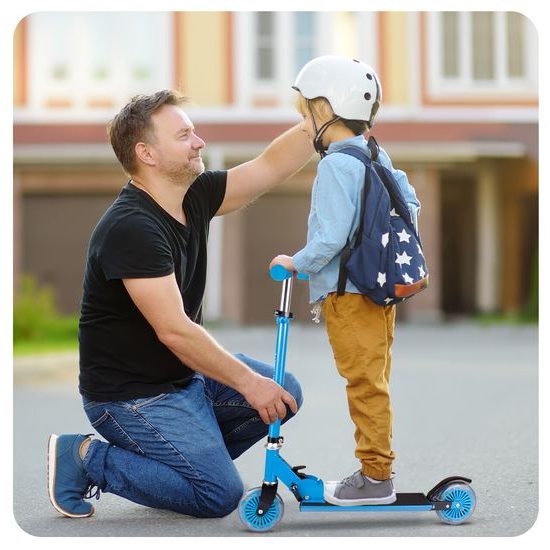 Dětská skládací koloběžka Scooter se svítícími koly - modrá