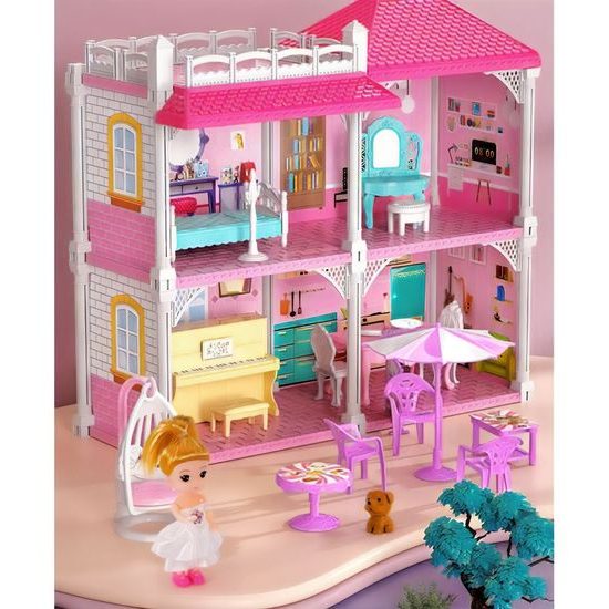 XXL domeček pro panenky Luxury Villa s příslušenstvím + 2 panenky