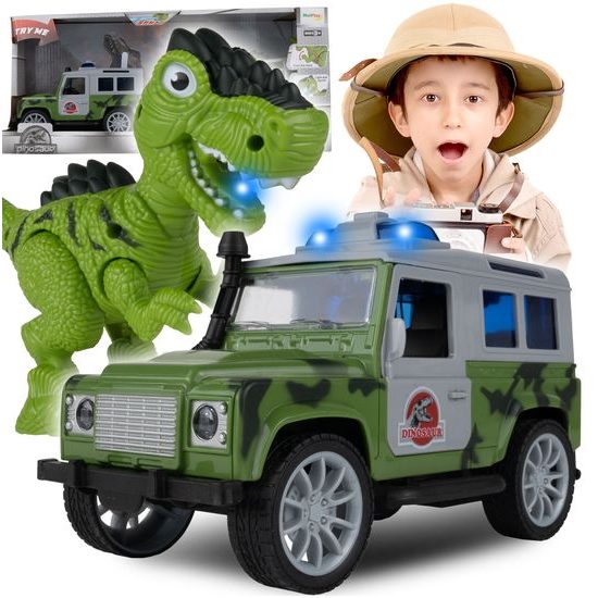 Terénní auto s dinosaurem, světly a zvuky Dino Car 1:20