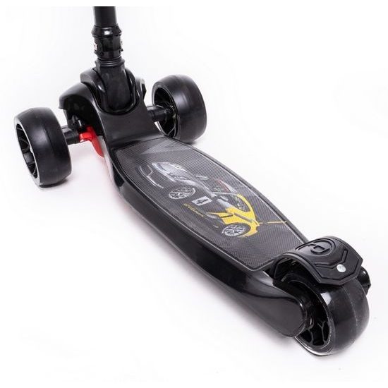 Majlo Toys dětská koloběžka černá Auta se svítícími koly