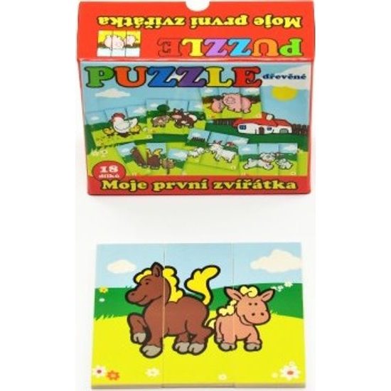 Dřevěné Puzzle Moje první zvířátka 18 dílků pro nejmenší