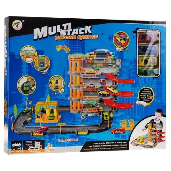 Majlo Toys parkovací garáž Skyline s výtahem+ 4 autíčka