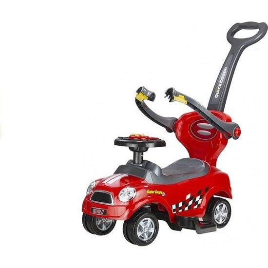 Dětské odrážedlo s vodící rukojetí- červené autíčko