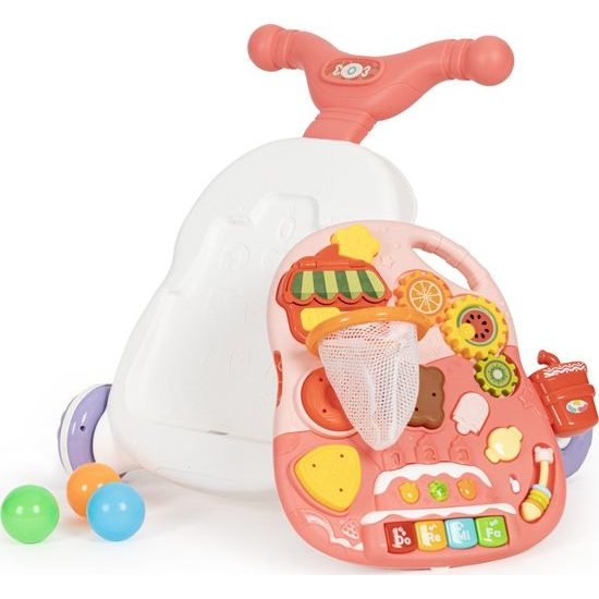 Haunger chodítko 2v1 s hracím stolečkem a košíkovou Active Table - růžové