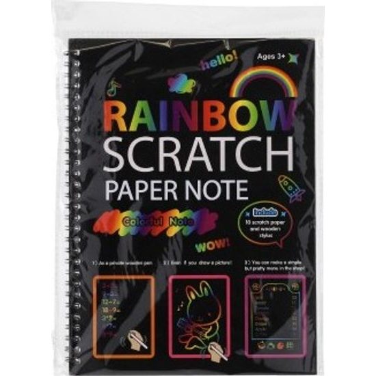 Škrabací/Vyškrabovací notes duhový 10 listů