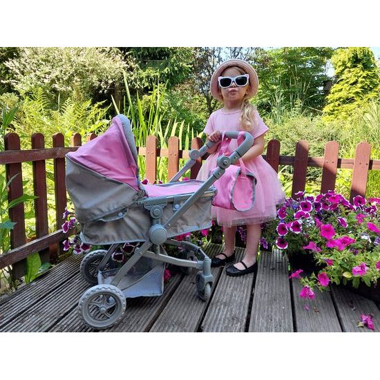 Kočárek pro panenky 4v1 kombinovaný Alice 4543 růžový