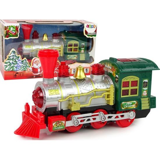 Vánoční lokomotiva se světly a zvuky - zelená