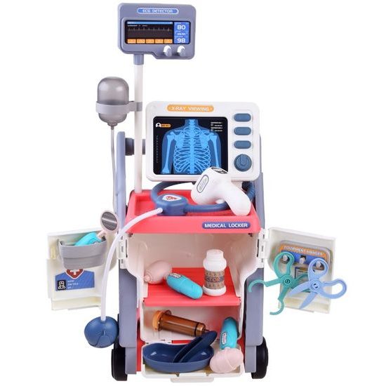 Dětský lékařský vozík Medical Cart se zvukem a příslušenstvím - růžový