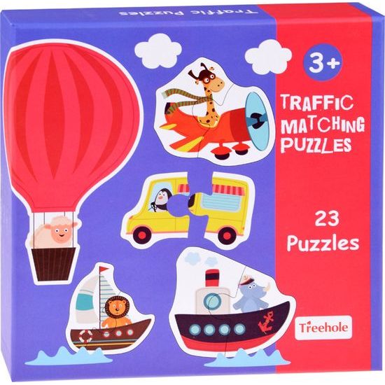 Barevné dvoudílné puzzle auta a stavební stroje 23 dílků