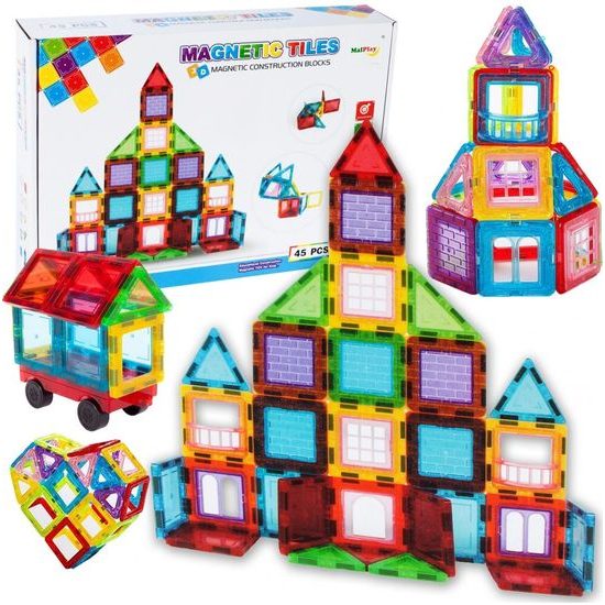 Magnetická stavebnice Magnetic Tiles 45 dílů