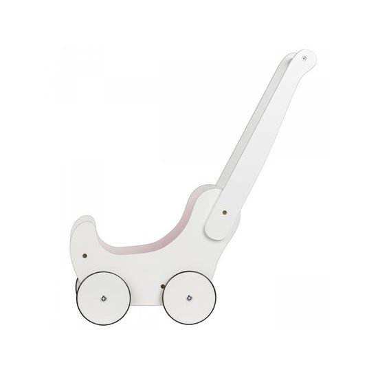 Ecotoys dětské dřevěné chodítko kočárek Bílé