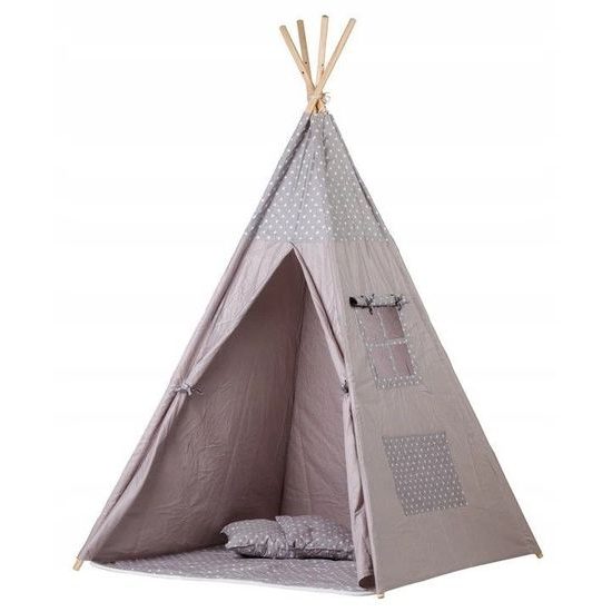 Ecotoys dětský indiánský stan TeePee Šedé hvězdičky