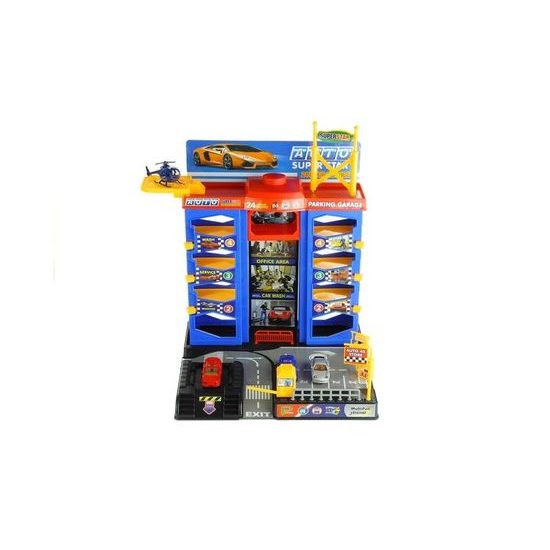 Majlo Toys parkovací garáž s výtahem a helikoptérou + 3 autíčka