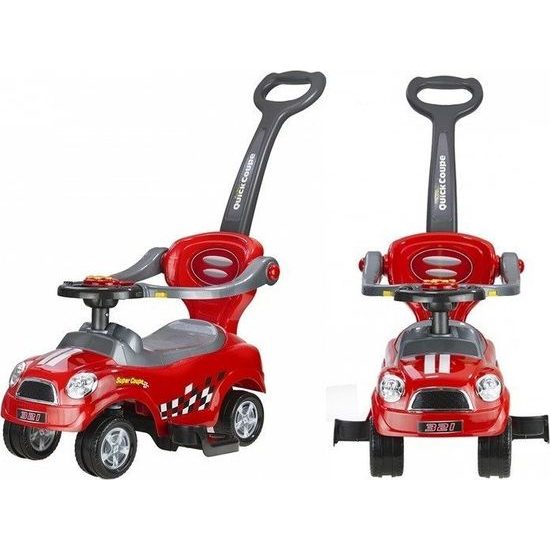 Dětské odrážedlo s vodící rukojetí- červené autíčko