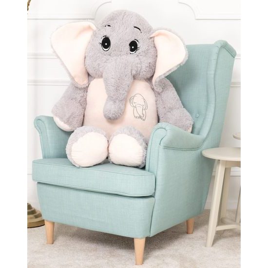 Plyšový slon Belly 120 cm šedo-růžový