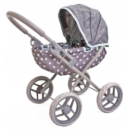 Doris kočárek pro panenky 9325 šedo-mentolový Retro