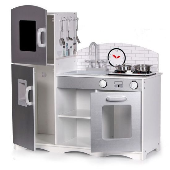 Ecotoys velká dřevěná kuchyňka s lednicí