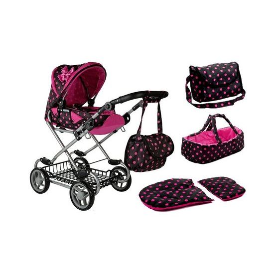 Alice kočárek pro panenky kombinovaný 9346W černá