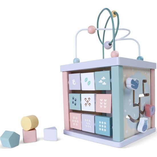 Dřevěná vzdělávací kostka s hodiny ECOTOYS