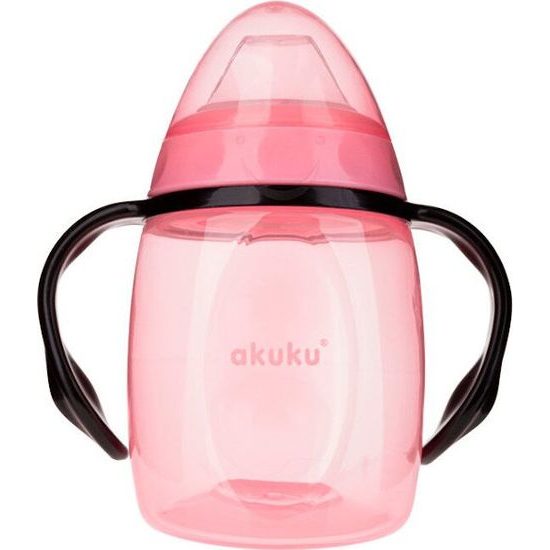 Hrníček nakloněný se silikonovým náustkem Akuku 280ml růžový