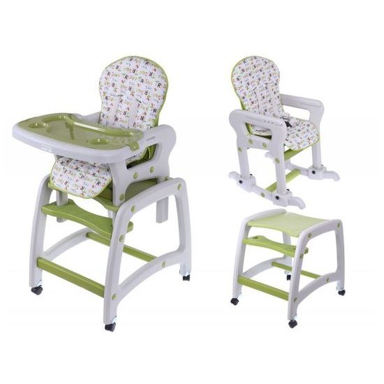 Ecotoys jídelní židlička s houpačkou 3v1 zelená