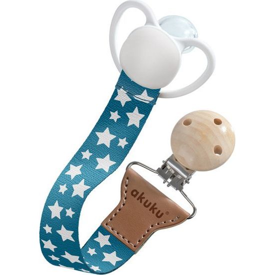 Stuha s klipem na dudlík, stříbrné hvězdy