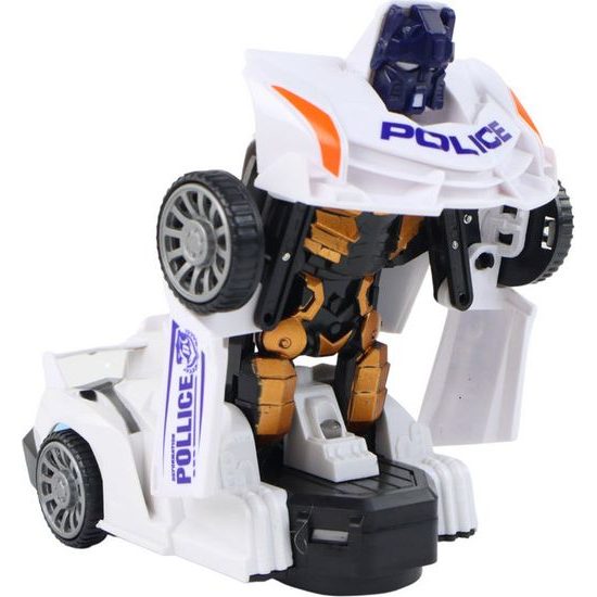 Policejní robotické auto 2v1 bílé