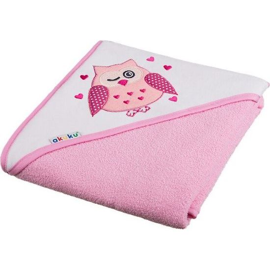 Dětská osuška s kapucí, růžová Sovička