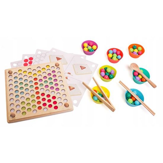 Doris dřevěná vkládačka 3v1 Veselé kuličky