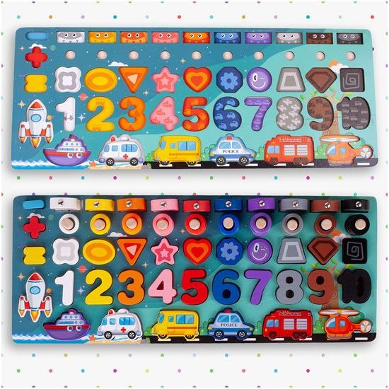 Dřevěná vkládačka pro děti 5v1 Matching Board