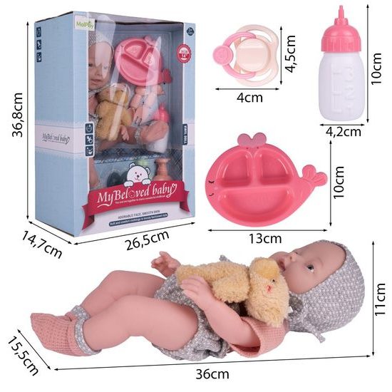 Dětská panenka s příslušenstvím a medvídkem My Baby 36 cm