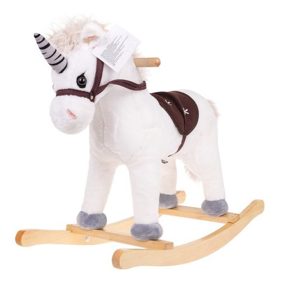 Plyšový houpací kůň Ferda - bílý jednorožec