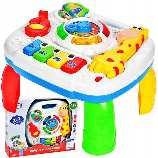 Edukačný stolček s piankom a zvukmi 2v1 Žirafa