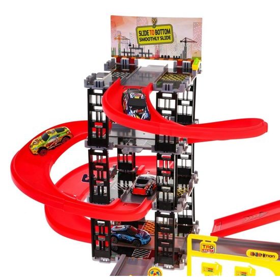 Majlo Toys parkovací garáž se zvuky + 8 autíček Building Parking
