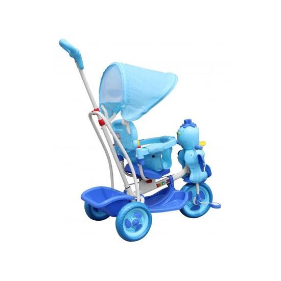 Dětská tříkolka s vodící tyčí Kačenka modrá