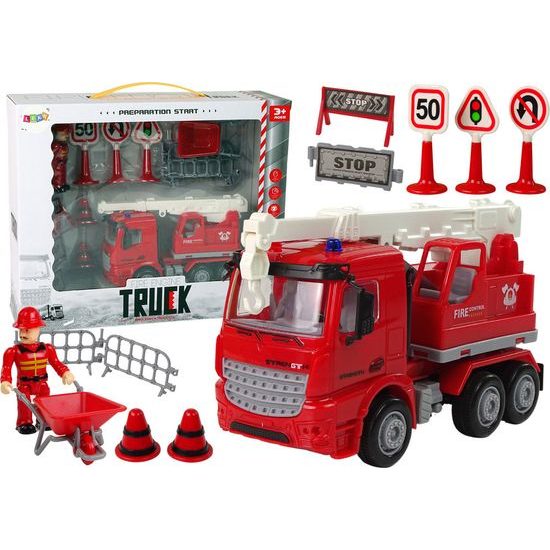 Hasičské auto s jeřábem a doplňky