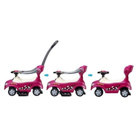 Odrážedlo Super Coupe s vodící tyčí 3v1 fialové