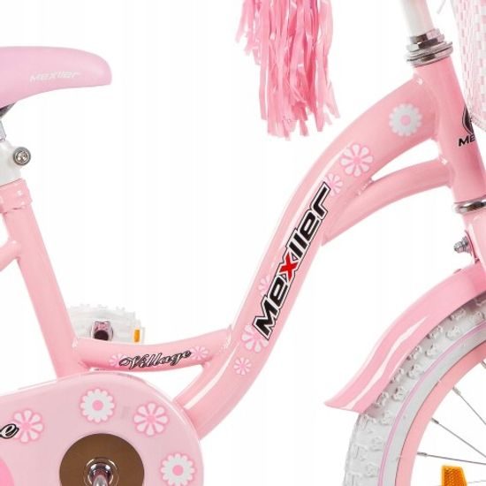 Mexller dětské kolo Village 16" s vodící tyčí světle růžové