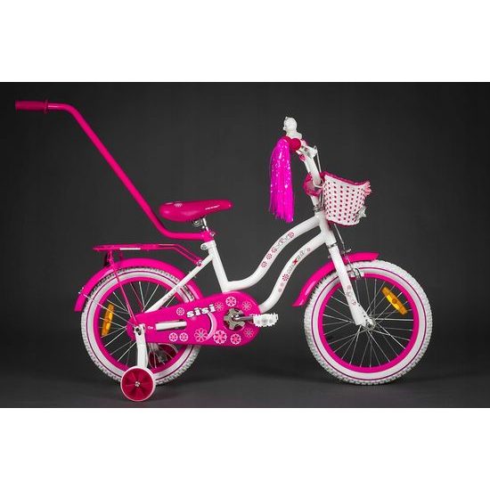 Mexller dětské kolo SISI 16" s vodící tyčí bílorůžové