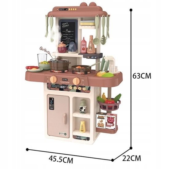 Dětská mini kuchyňka se zvuky a párou Little Chef- hnědá