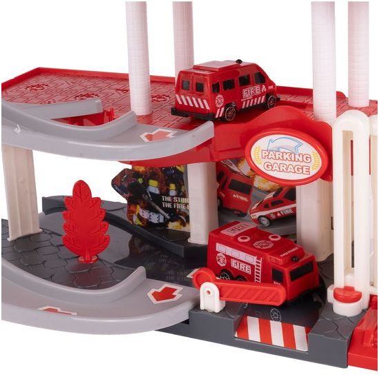 Parkovací garáž na baterie se stavebními stroji Construction Parking