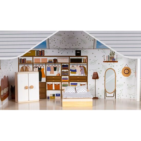 Ecotoys dřevěný dvoupatrový domeček pro panenky rezidence Emma