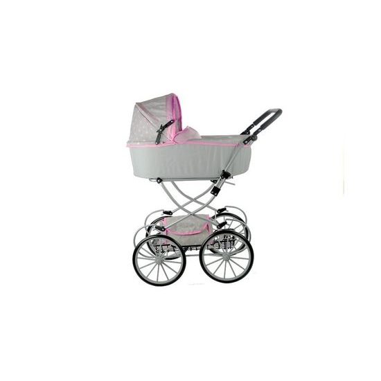 Kočárek pro panenky Alice Retro béžovo-růžový