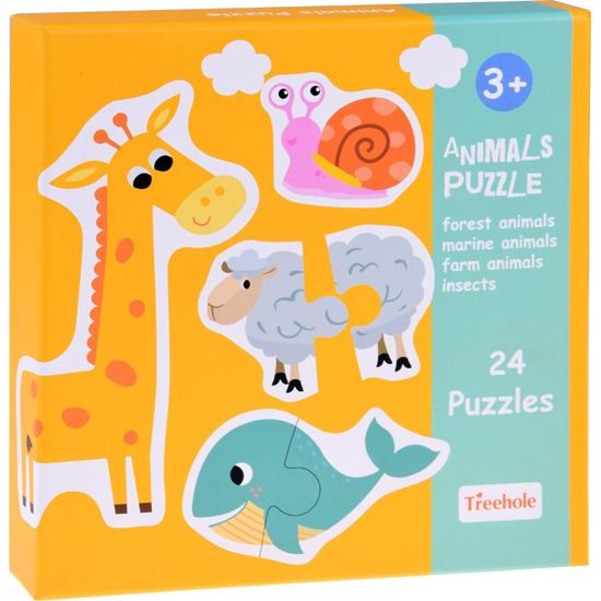 Barevné dvoudílné puzzle 24 zvířat