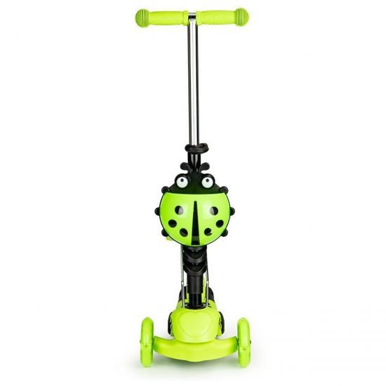 Ecotoys dětská koloběžka Bedrunka zelená se sedátkem a svítícími koly
