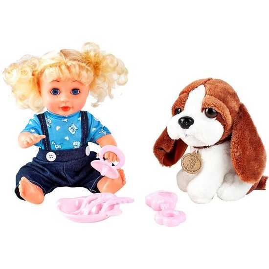 Mluvící panenka s oblečením a pejskem My Baby 32 cm