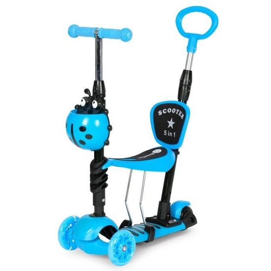 Ecotoys dětská koloběžka se svítícími koly Bedrunka modrá 5v1